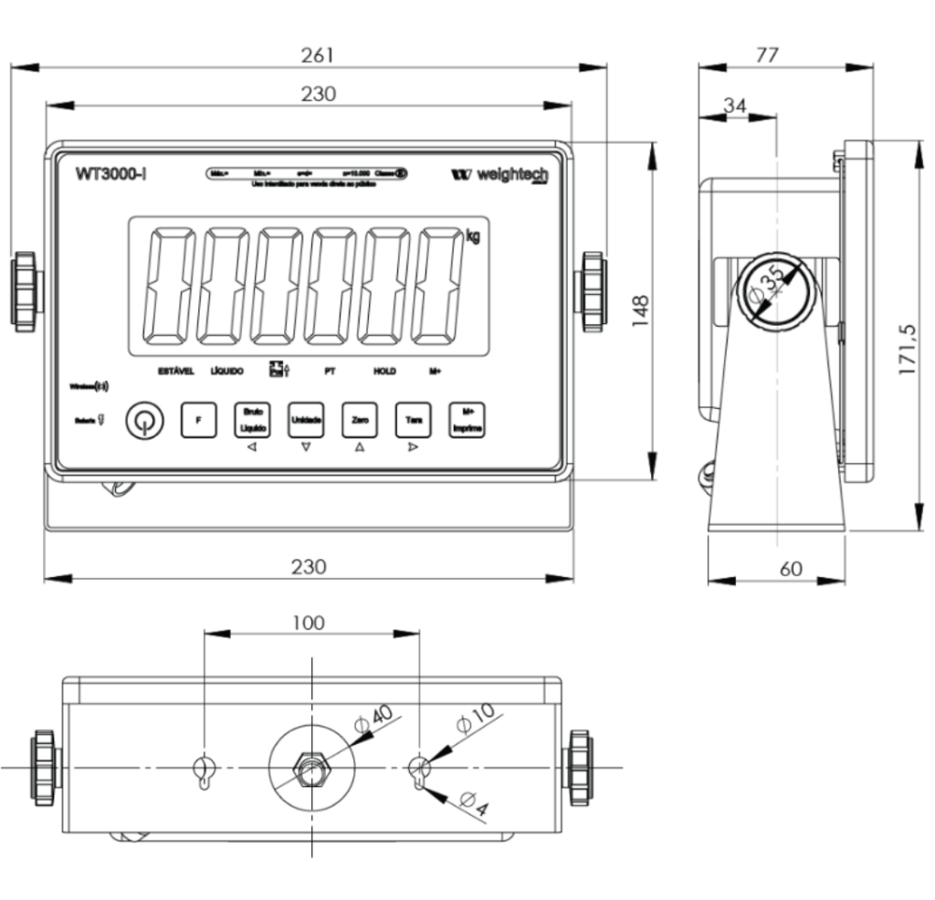 Desenho - Balança Plataforma Weightech WT3000-iR-ABS